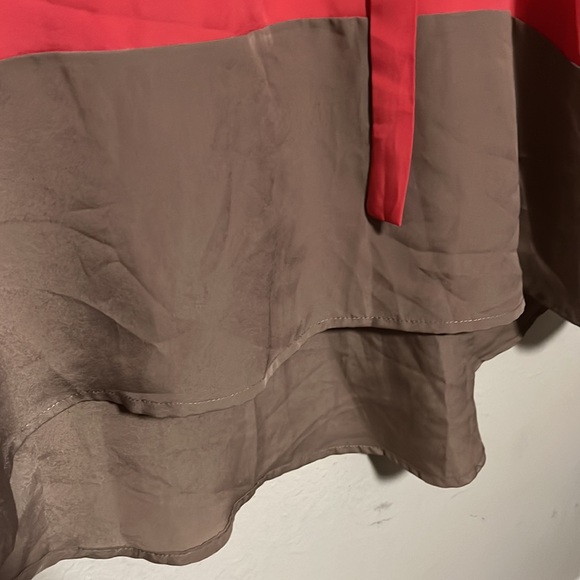 Bar III Sleeveless Coral and Tan Colorblock Dress - Picture 5 of 7